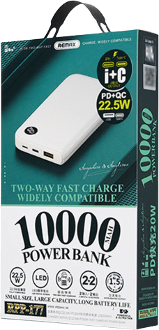 ريماكس RPP-177 باور بانك بقوة 10000 ملي امبير ب22.5W  مع إضاءة ليد - ابيض  للبيع في مصر من خلال Games2Egypt