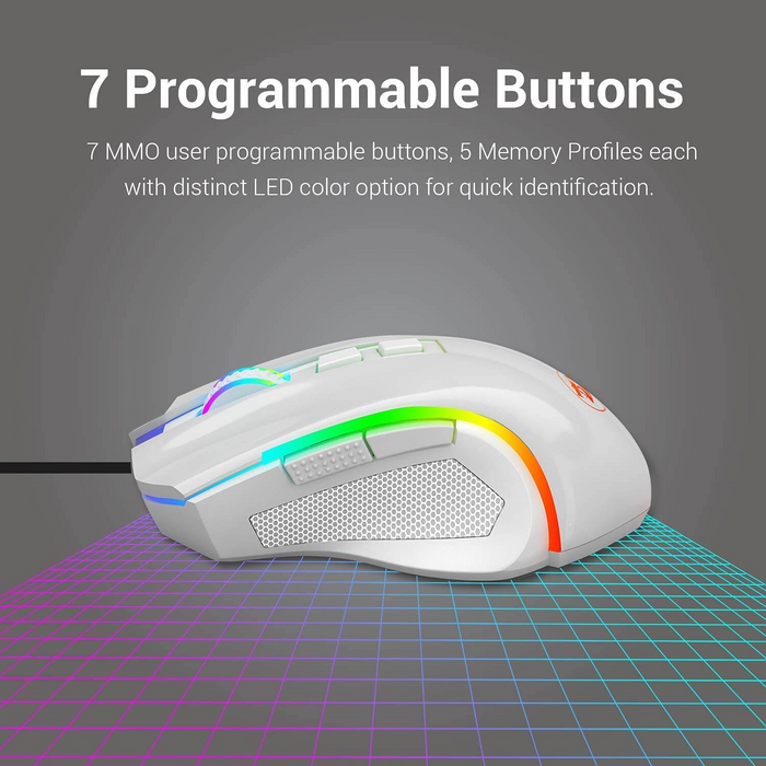 ماوس جيمنج ريدراجون M607 جريفين سلكي بإضاءة RGB (ار جي بي) - أبيض  للبيع في مصر من خلال Games2Egypt