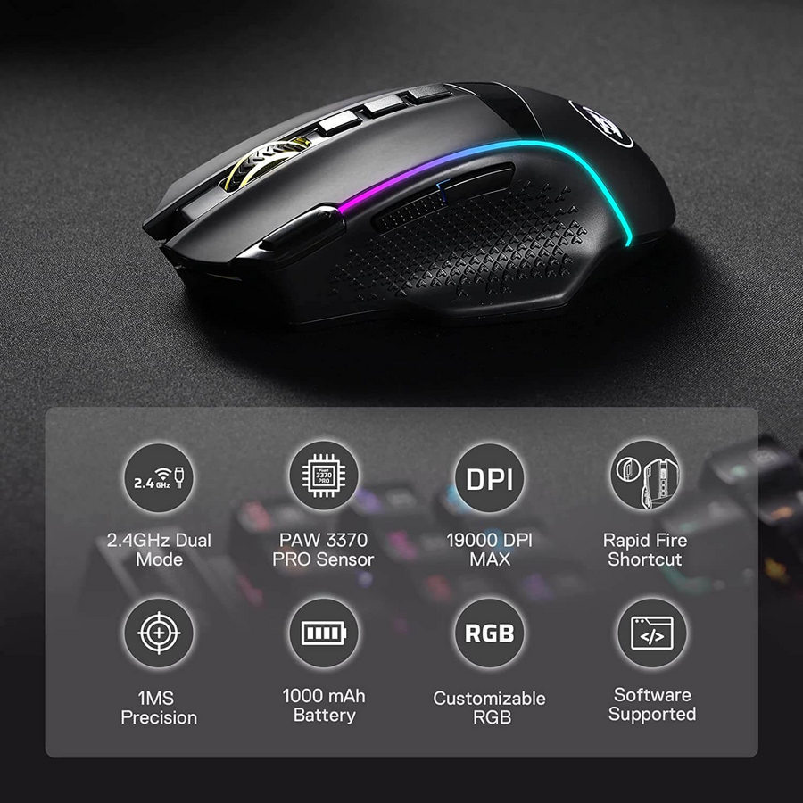 Redragon M991 Wireless RGB Gaming Mouse - Black – image 11
