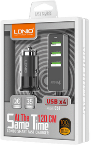 شاحن مشترك لدنيو C61 للعربية - 1.2 م (4 مداخل USB)  للبيع في مصر من خلال Games2Egypt