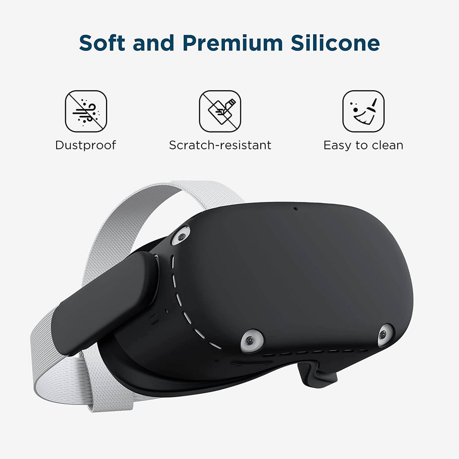 Kiwi design VR Silicone Shell Protective Cover for Oculus Quest 2 - Black – image 4