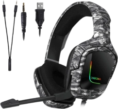 Onikuma K20 RGB Wired Gaming Headphone - Grey and Black Pattern (Camouflage)