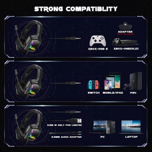 Onikuma K20 RGB Gaming Headphone - Black