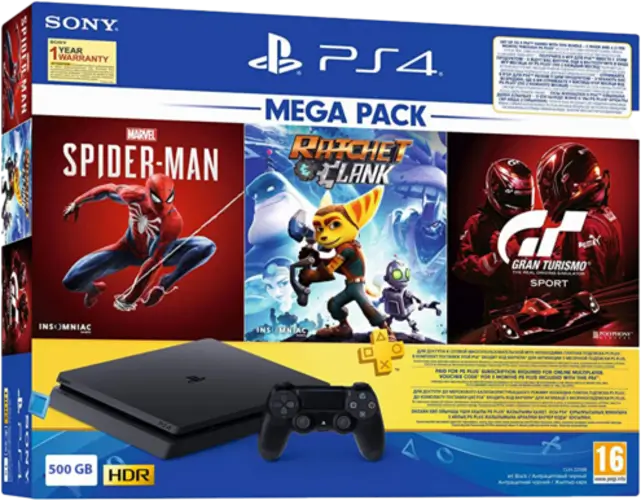 Playstation 4 Slim 500 GB Console Bundle (3 Games & 3 Months PS Plus) - Open Sealed