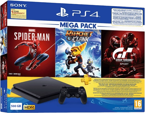 Playstation 4 Slim 500 GB Console Bundle (3 Games & 3 Months PS Plus)  for sale in Egypt from Games2Egypt