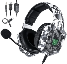 Onikuma K8 Wired Gaming Headphone - Camo Gray