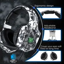 Onikuma K8 Wired Gaming Headphone - Camo Gray
