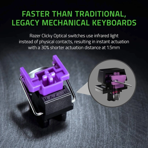 Razer Huntsman Mini (Clicky Optical Purple Switch Keyboard) White Mercury Edition
