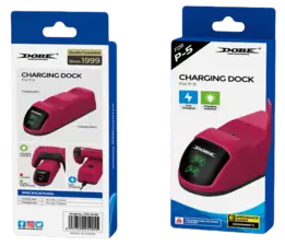 DOBE Stardust Red Handle Dual Charger Base for PS5 - Cosmic Red