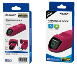 DOBE Stardust Red Handle Dual Charger Base for PS5 - Cosmic Red