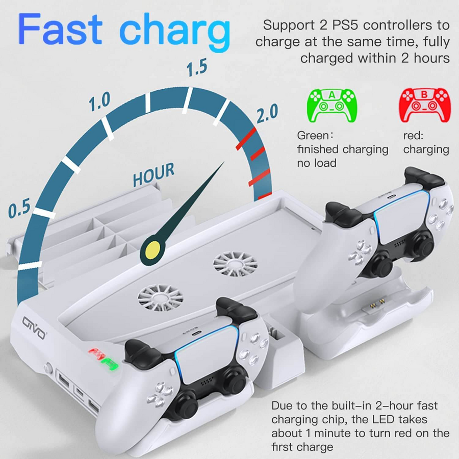 Oivo PS5 Console Cooling Stand with Controller Charging Station – image 2