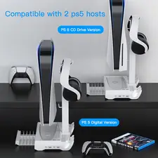 Oivo PS5 Console Cooling Stand with Controller Charging Station