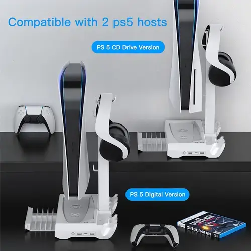 Oivo PS5 Console Cooling Stand with Controller Charging Station
