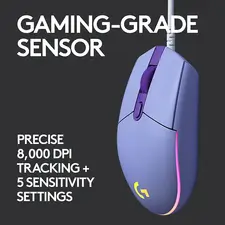 Logitech G203 Wired Gaming Mouse - Purple (Lilac)