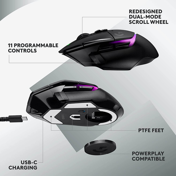 ماوس جيمنج لاسلكي G502 X PLUS بإضاءة ار جي بي من لوجيتيك - أسود  للبيع في مصر من خلال Games2Egypt
