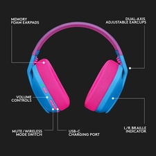 Logitech G435 Wireless Gaming Headset for PC - Blue and Pink