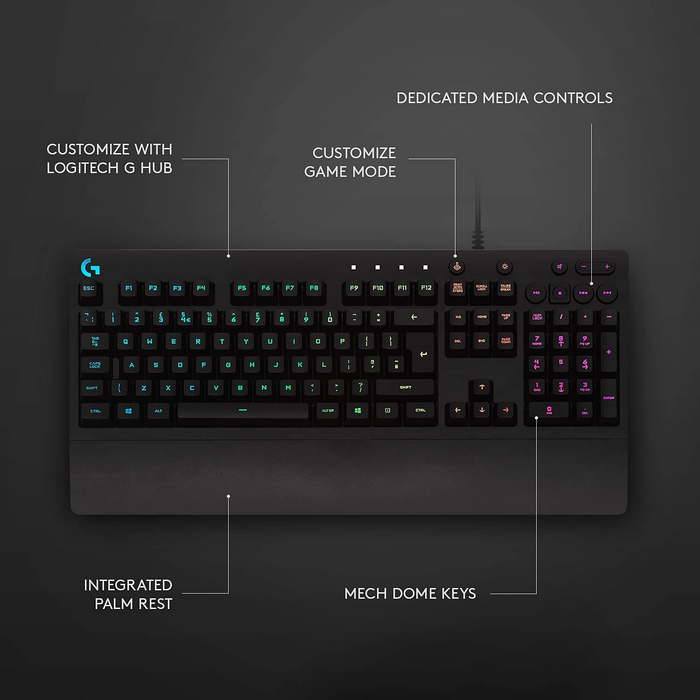 Logitech G PRO RGB Gaming Wired Keyboard with Mechanical Blue Clicky Switches - Black  for sale in Egypt from Games2Egypt