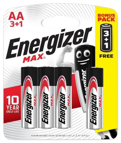 Energizer AA Max Alkaline Batteries (3+1)  for sale in Egypt from Games2Egypt