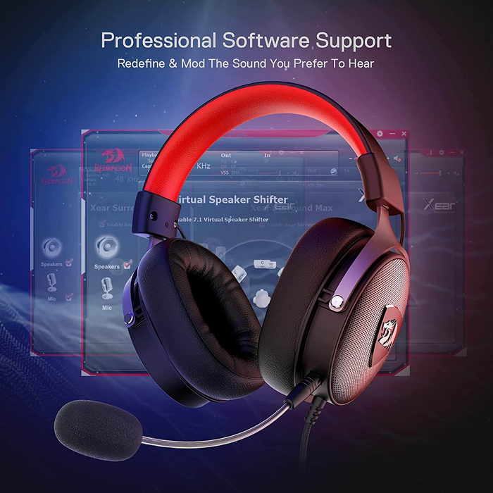 سماعة جيمنج H520 سلكية من ريدراجون - سودء وحمراء  للبيع في مصر من خلال Games2Egypt