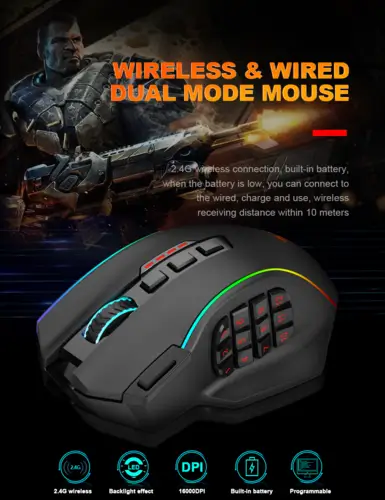  Redragon M901P-KS Gaming Mouse - Black