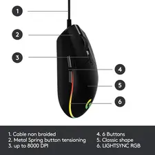 Logitech G102 Wired Gaming Mouse - Black