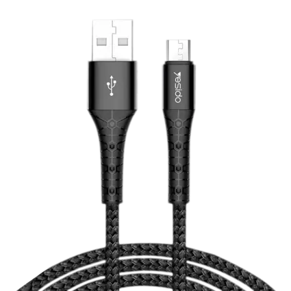 Yesido USB - Micro Data Cable - Black - 2m