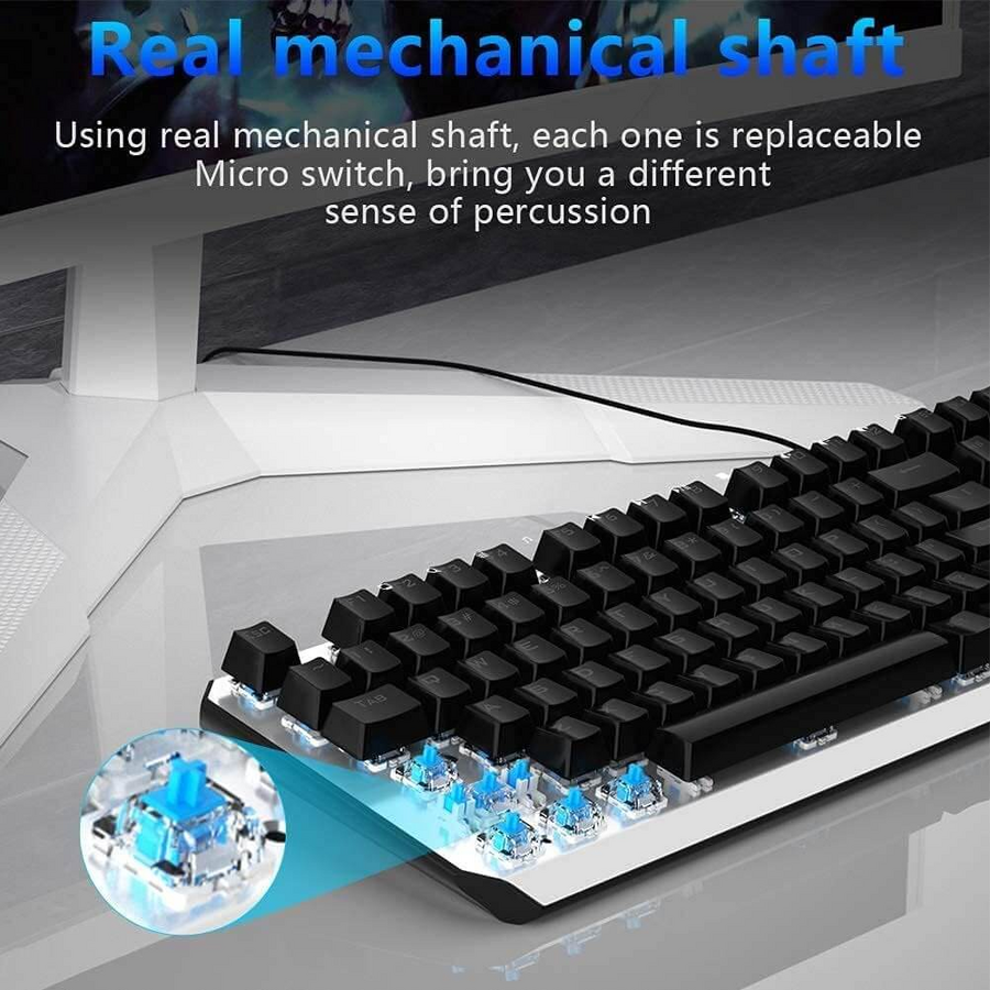 AULA F3087 Mechanical Gaming Keyboard with Blue Switches- Black and White – image 6