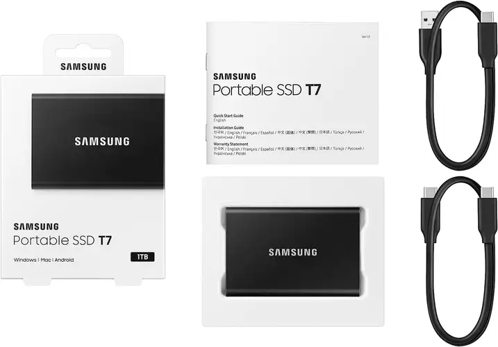 Samsung T7 Portable External SSD - Grey - 1 TB 