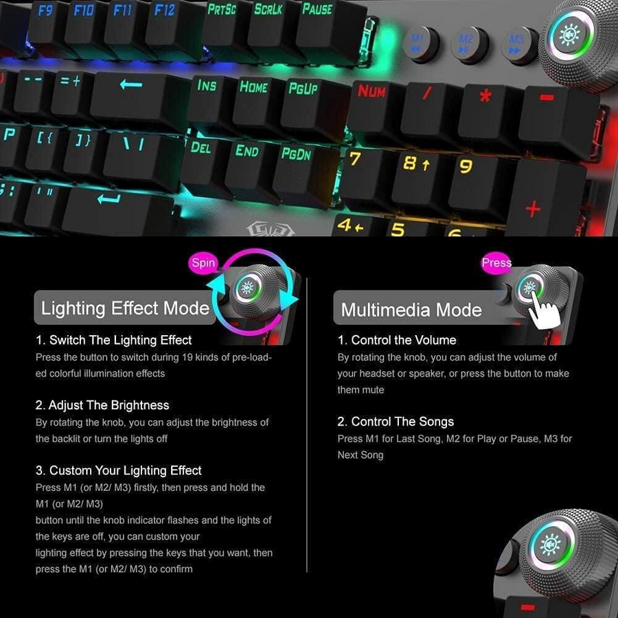AULA F2088 Mechanical Gaming Keyboard with Blue Switch - Black – image 4