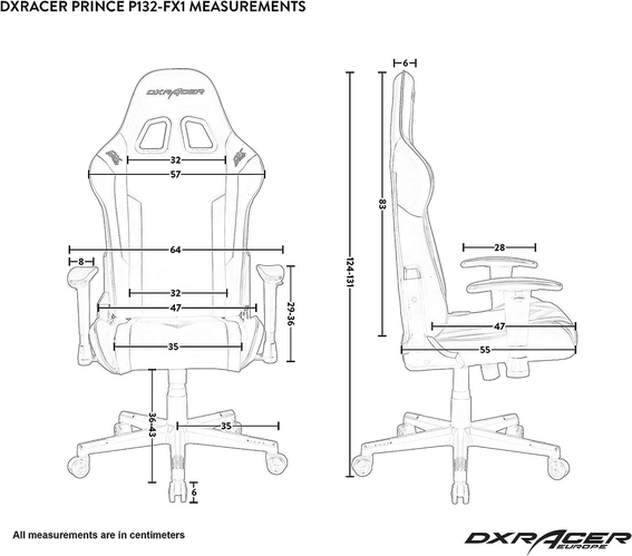 DXRACER Prince series Gaming Chair - Black and Blue