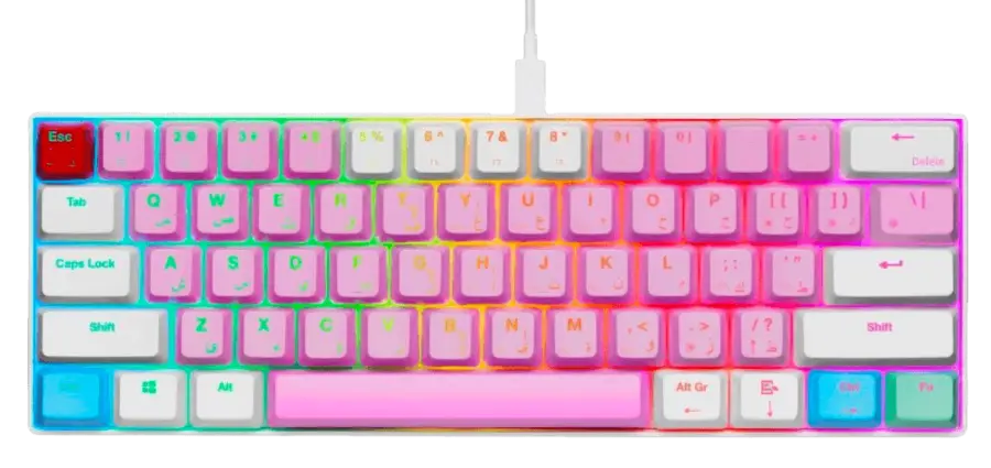 GamerTek GK60 Mini Pro Gaming Keyboard - Cotton Candy Pink