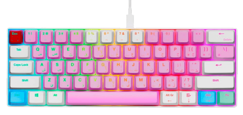 GamerTek GK60 Mini Pro Gaming Keyboard - Cotton Candy Pink