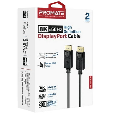 Promate DisplayPort Cable, Premium Ultra HD 8K - 2m