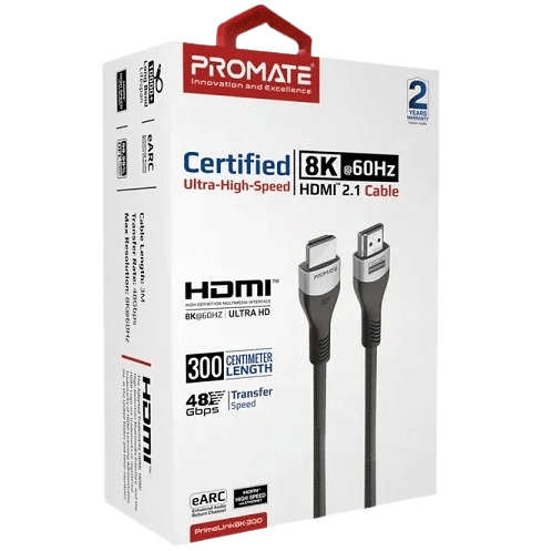 كابل HDMI  بريم لينك 8K من بروميت - أسود (3 متر)  للبيع في مصر من خلال Games2Egypt