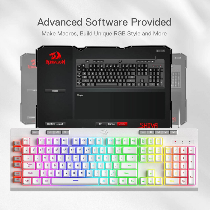 كيبورد جيمنج  K512 SHIVA من ريدراجون  بإضاءة RGB مع سويتش أحمر - أبيض  للبيع في مصر من خلال Games2Egypt