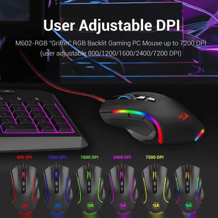 ماوس جيمنج ريدراجون M602-KS جريفين سلكي بإضاءة RGB - أسود  للبيع في مصر من خلال Games2Egypt