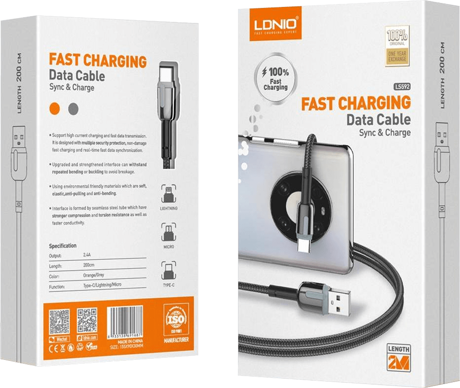 LDNIO LS592 USB-Type C Charging Cable - 2m – image 2