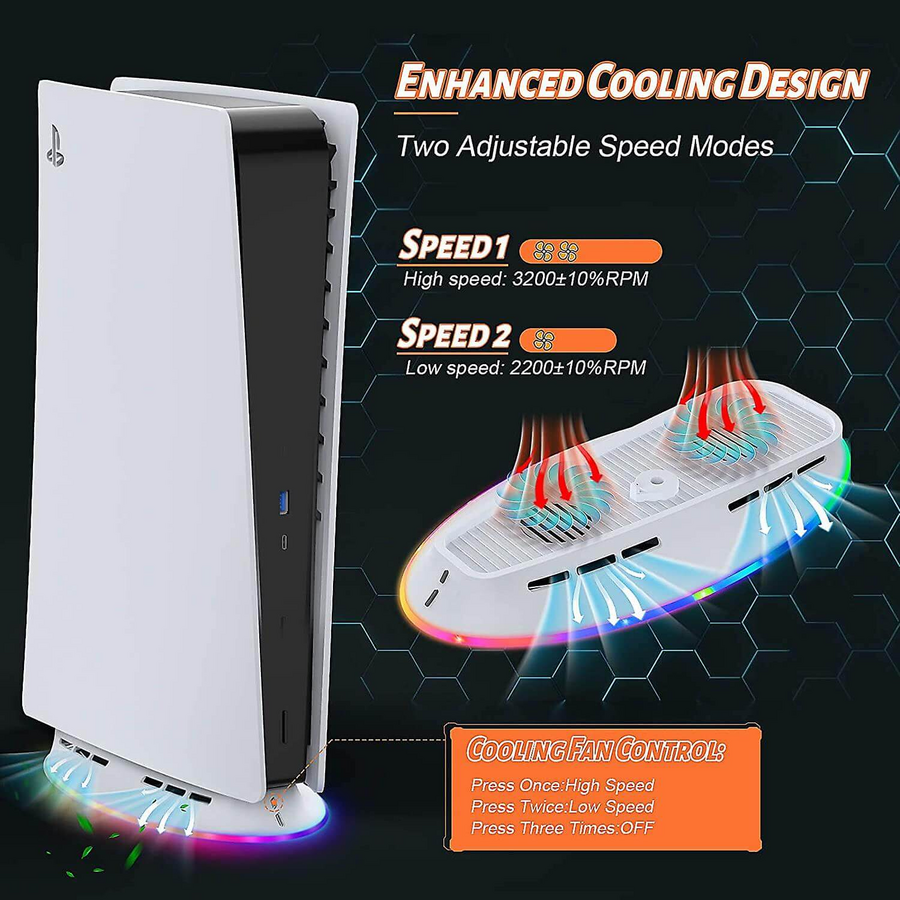 Cooling RGB Fan Stand for PS5 Console (Disc & Digital) - White – image 2