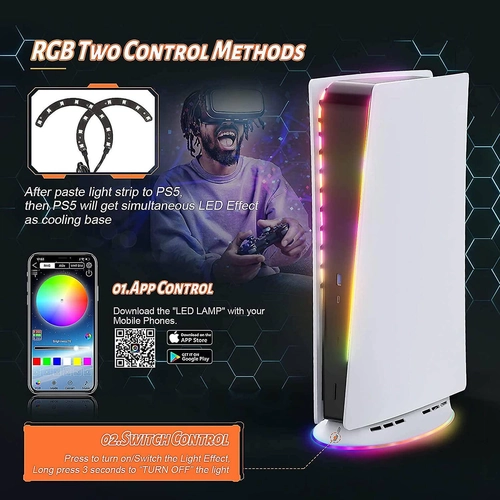 Cooling RGB Fan Stand for PS5 Console (Disc & Digital) - White