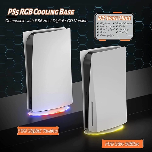 Cooling RGB Fan Stand for PS5 Console (Disc & Digital) - White