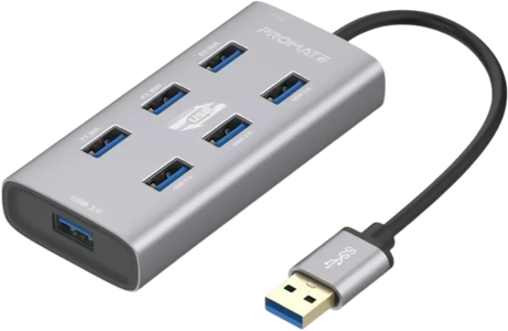 Promate USB Hub EzHub-7 with Type C Adapter - 7 USB Ports -  for sale in Egypt from Games2Egypt