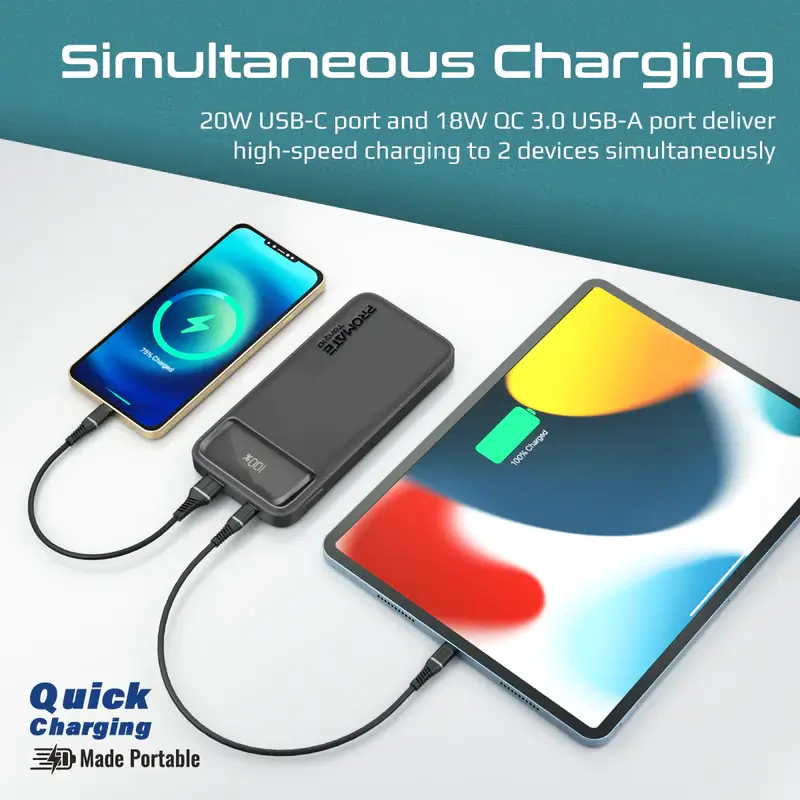 Promate Torq-10 (USB and Type C) Power Bank - Black – image 3