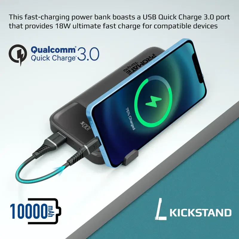 Promate Torq-10 (USB and Type C) Power Bank - Black – image 4