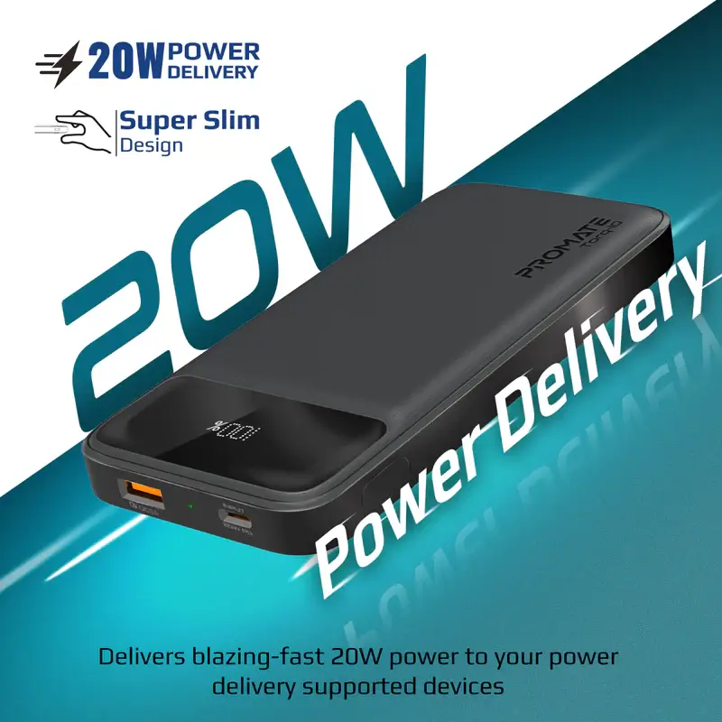Promate Torq-10 (USB and Type C) Power Bank - Black – image 5