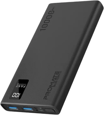Promate Bolt-10Pro (Micro, المType C and Dual USB) Power Bank - Black