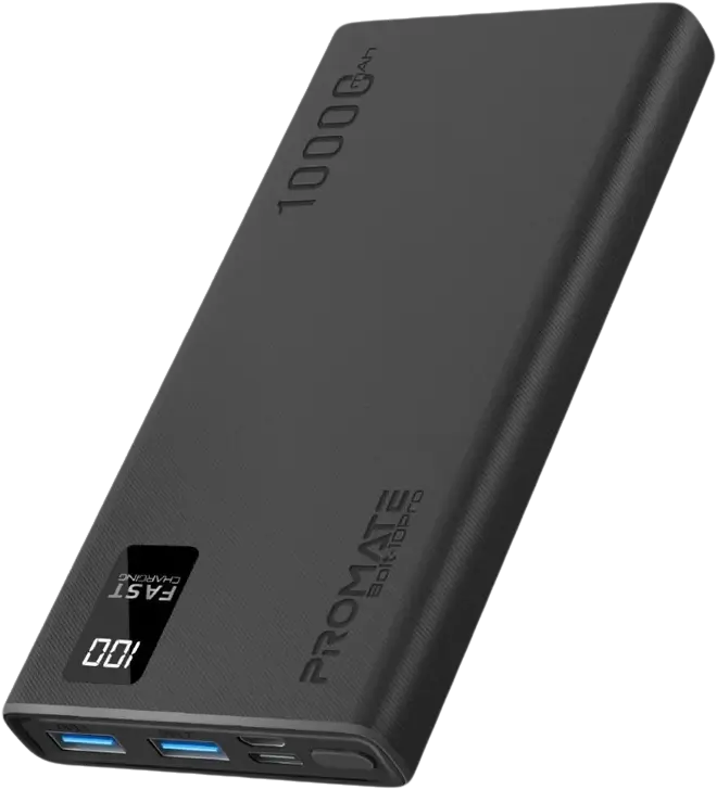 Promate Bolt-10Pro (Micro, Type C and Dual USB) Power Bank - Black
