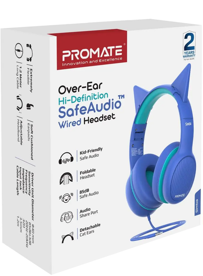 Promate Kids Wired Simba Headset - Aqua Blue – image 8