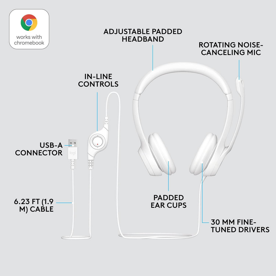 Logitech H390 Wired Gaming Headset for PC - White – image 7