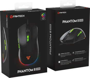 ماوس جيمنج PHANTOM II VX6 سلكي بإضاءة أر جي بي من فانتيك - أسود  للبيع في مصر من خلال Games2Egypt