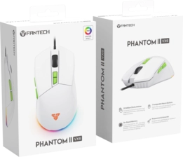 ماوس جيمنج PHANTOM II VX6 سلكي بإضاءة أر جي بي من فانتيك - أبيض